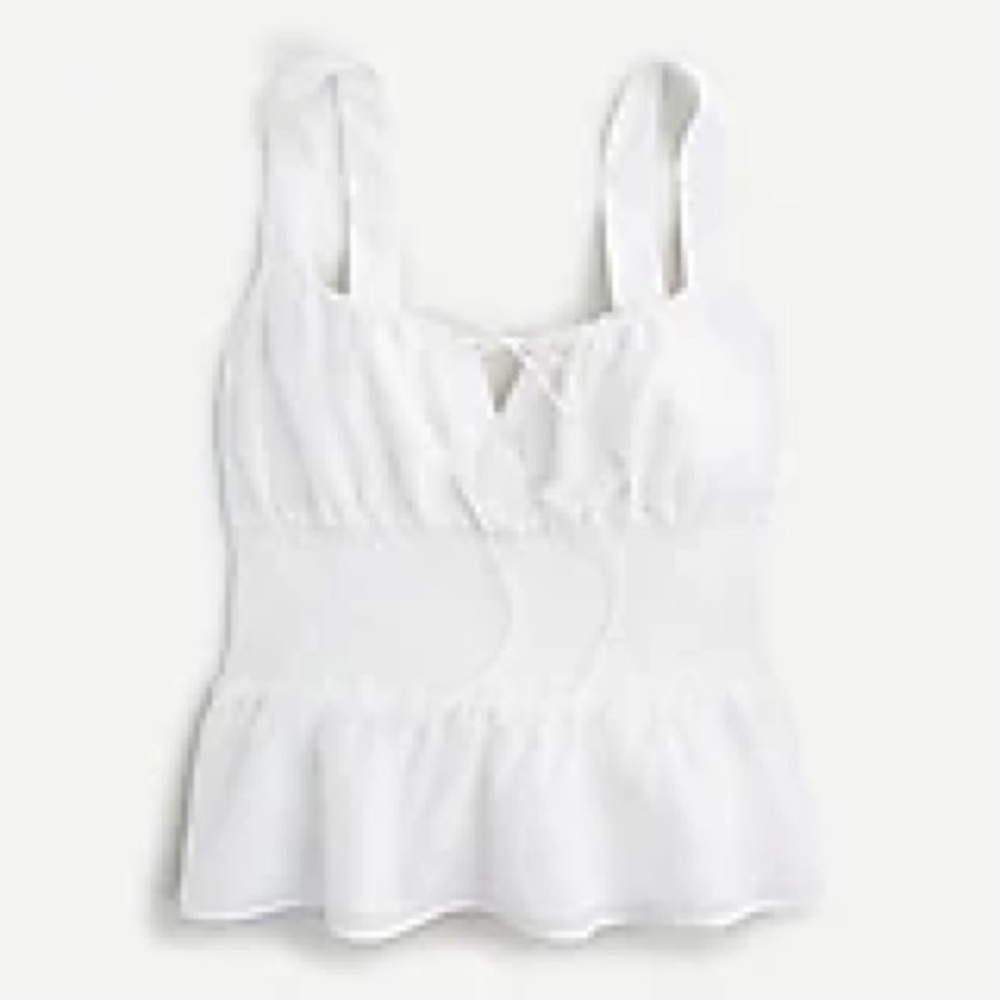 J.Crew Smocked-waist tank in silk-cotton voile AY743